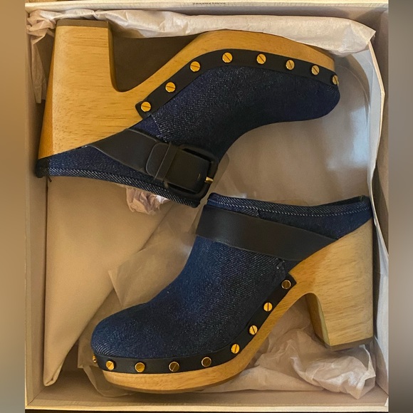 NIB VERONICA BEARD Dacey Denim Buckle Clogs - Size 6 & 7 - Picture 4 of 7